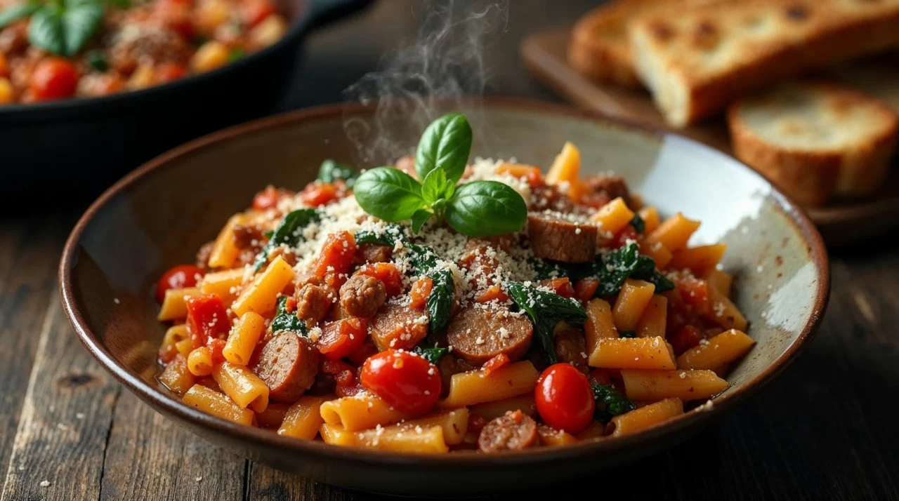Penne com Molho de Linguiça Toscana: Massa cremosa e rápida