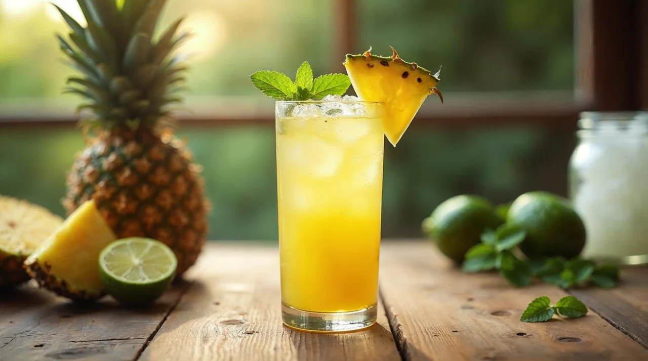 Suco Detox de Abacaxi com Hortelã para Energia Natural