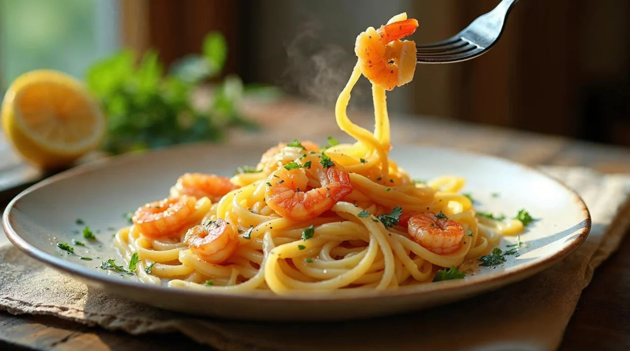 Talharim ao Molho de Camarão Cremoso: Jantar Perfeito